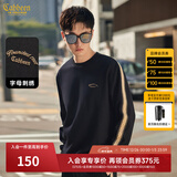 卡宾（CABBEEN）【老花拼接】圆领卫衣男2024早春新款宽松刺绣套头长袖打底衫 煤黑色01 2XL /185/54
