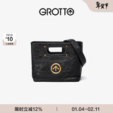 个乐经典CARRY托特包大容量通勤植鞣褶皱绵羊皮手提单肩包新年礼物 经典黑金标S