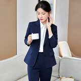 媚哥小西装女外套职业装秋冬季长袖套装正装大学生酒店银行西服工作服 藏蓝西装【单件】 【色偏蓝】 XL 码 【约105 - 115斤人穿 】