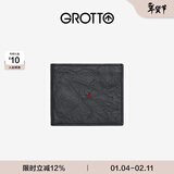 个乐经典羊皮短款钱包手工真皮多卡位卡夹卡包情侣新年礼物 经典黑（木马）