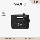 个乐经典CARRY托特包大容量通勤植鞣褶皱绵羊皮手提单肩包情人节礼物 经典黑银标S