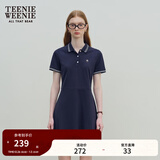 Teenie Weenie小熊休闲通勤气质收腰Polo白色连衣裙夏装连身裙女装裙子 藏青色 L (170)