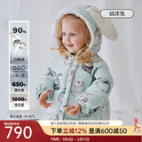 OAK FAMILY儿童羽绒服加厚保暖外出鹅绒冬季男女童羽绒服宝宝外套童装衣服 绒球兔 90 cm