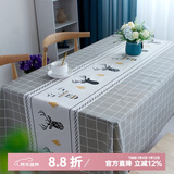 钟爱一生防水桌布防油餐桌垫台布茶几布北欧隔热垫免洗台布桌面垫子长方形 桌布 灰格麋鹿137*180cm