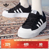 adidas NIZZA PLATFORM厚底增高运动帆布鞋男女阿迪达斯三叶草 一号黑/白   39