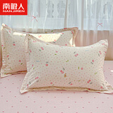 南极人全棉枕套48x74cm一对家用纯棉高级高支高密斜纹枕头套单人枕芯套 樱桃甜宠【48x74cm/一对装】
