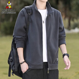 稻草人男士外套秋冬季摇粒绒夹克2025新款中青年立领加绒保暖休闲爸爸装 深灰 L 【建议120-135斤】