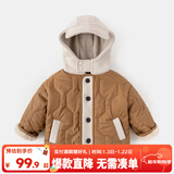 嘟嘟家儿童棉服冬装宝宝加厚棉衣男童上衣连帽女童棉袄冬季小童童装外套 咖色 130