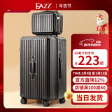 EAZZ【5轮承重+轻便加大容量】行李箱女拉杆箱男旅行箱学生密码皮箱子 【多功能子母箱】曜石黑色 20英寸 ｜四轮常规55分登机箱
