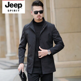 JEEP SPIRIT品牌男装 男士夹克2026春秋冬季新款商务休闲修身厚款上衣外套男 8817黑色 常规偏厚 M (170)