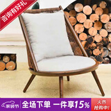 紫叶（ziye）阳台休闲桌椅现代简约藤编茶几组合卧室客厅小户型单人沙发椅子 1沙发椅 胡桃色 配抱枕
