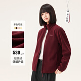 雪中飞外套女加绒百搭休闲时尚防风立领摇粒绒上衣 酒红色加绒    M   