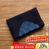 容山堂和幸棉麻茶布茶巾吸水加厚养壶巾干泡茶席桌旗茶具配件布垫茶水巾 四层祥云棉麻茶巾-藏青