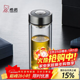 希诺（heenoor）双层玻璃杯高档商务办公车载水杯男家用透明泡茶杯子 345mL