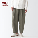 MUJI女式 亚麻 灯笼裤 裤子 长裤 休闲裤 萝卜裤 BEG09C2S 烟熏绿色 L(165/70A)