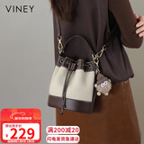 viney牛皮包包女包斜挎水桶包轻奢单肩手提包生日新年礼物送女生女友