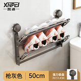 馨沛吸盘双层可折叠拖鞋架壁挂式免打孔门后收纳鞋架浴室拖鞋架可折叠