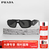 普拉达（PRADA）太阳镜女款黑色镜框墨镜眼镜立体标明星款送礼物17WSF 1AB5S0
