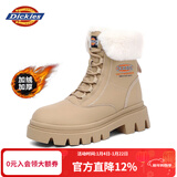 Dickies女士雪地靴女靴加绒马丁靴加厚保暖棉靴高帮休闲靴子 杏色 35 