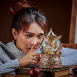 讚爾JARLL赞尔水晶球音乐盒亮灯旋转木马八音盒生日礼物送女友送闺蜜