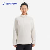 迪卡侬（DECATHLON）保暖户外抓绒衣外套男女运动宽松秋摇粒绒外套冲锋衣内胆 女款-半拉链-米白色 M