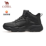骆驼（CAMEL）加绒男鞋高帮休闲父亲秋冬保暖棉鞋 K14C36L3635 黑色 38