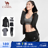 骆驼（CAMEL）瑜伽套装女健身运动服五件套A7S1UL8135黑色M