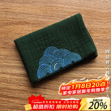 容山堂和幸棉麻茶布茶巾吸水加厚养壶巾干泡茶席桌旗茶具配件布垫茶水巾 四层祥云棉麻茶巾-古木绿