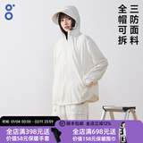 BODACHEL宽松防晒衣女冰丝风衣外套轻薄防晒服大码防紫外线UPF50+短外套 【立领款】濡白 全帽可拆 L