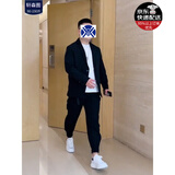 轩森图 休闲西装外套微胖男生显瘦穿搭小西装男简约大码轻熟风西服套装 黑色西服+裤子 2XL (180) （160-180斤）