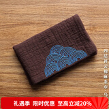 容山堂和幸棉麻茶布茶巾吸水加厚养壶巾干泡茶席桌旗茶具配件布垫茶水巾 四层祥云棉麻茶巾-乌木檀