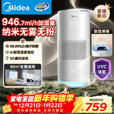 美的（Midea）【小蓝鲸PRO】无雾空气加湿器孕妇母婴幼儿家用大容量客厅落地卧室静音抗菌喷雾器新年礼物1Y80pro
