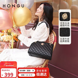 红谷女包简约休闲时尚菱格单肩包头层牛皮斜挎包 新年生日礼物