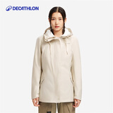 迪卡侬秋冬户外加绒加厚棉服防风防水外套女奶茶棕S-4530730