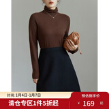 独束大码女装全羊毛复古毛呢套装女冬季新款胖mm短款双面呢外套 黑色半裙 M