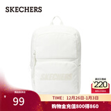 斯凯奇（Skechers）双肩包男女同款学生经典红色书包时尚大容量休闲运动旅行通勤背包 棉花糖白/0074