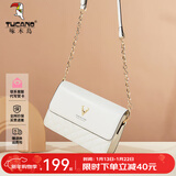 啄木鸟（TUCANO）包包女款2026年牛皮时尚单肩斜挎包女链条包实用新年货节生日礼物 菱格米白【实用生日礼物送女友】