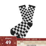 VANS范斯官方 男子袜子经典棋盘格长袜 黑色 均码24-26cm