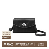 裘真信封包女链条斜挎单肩包休闲复古小包植鞣头层牛皮包包 黑色-中号