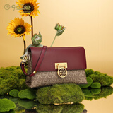 金利来女包新款复古印花单肩包时尚百搭斜挎包新年礼物 酒红