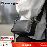 暇步士（Hush Puppies）男士单肩包斜挎包新款时尚户外通勤真皮邮差包牛皮小背包送男友 黑色HA-2011708W-5710