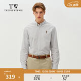 Teenie Weenie小熊男女同款衬衫2025秋冬撞色条纹简约休闲上衣 灰色 L 175