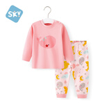 舒贝怡婴儿衣服儿童内衣套装纯棉春秋睡衣宝宝秋衣秋裤分体家居服粉100