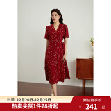 独束大码女装法式小翻领连衣裙女夏季新款遮肉显瘦雪纺裙子 红色-长款 2XL （尺码：4）