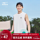 鸿星尔克无袖T恤男夏季新品圆领运动篮球背心宽松落肩简约休闲男士上衣