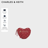 CHARLES&KEITH菱格爱心链条单肩斜挎包包女包送女友生日礼物CK2-80151353 Red红色 S