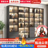 波克夏家具家具屋手办柜展示柜玩具模型展柜陈列柜家用透明玻璃防尘柜收纳柜 120cm长双门三抽【轻奢灰】 包送装