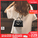 viney包包女包牛皮凯莉包品牌斜挎包轻奢生日元旦礼物送女生女友 【黑色】新年节礼物送老婆高级感实用ck风手提单肩包