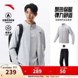 安踏防泼水软壳衣丨加绒弹力拒水外套男秋冬季运动夹克行政男装风衣 【加绒外套+加绒长裤】泥石灰/基础黑7204N-3 L