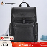 暇步士（Hush Puppies）双肩包男大容量14英寸电脑包头层牛皮商务休闲出差真皮通勤旅行包 黑色